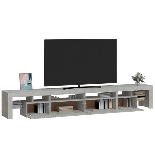 Tv-bord med LED-lys 260x36,5x40 cm betongrå