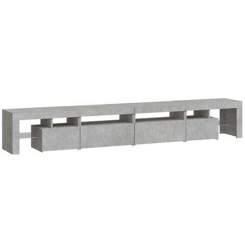 Tv-bord med LED-lys 260x36,5x40 cm betongrå