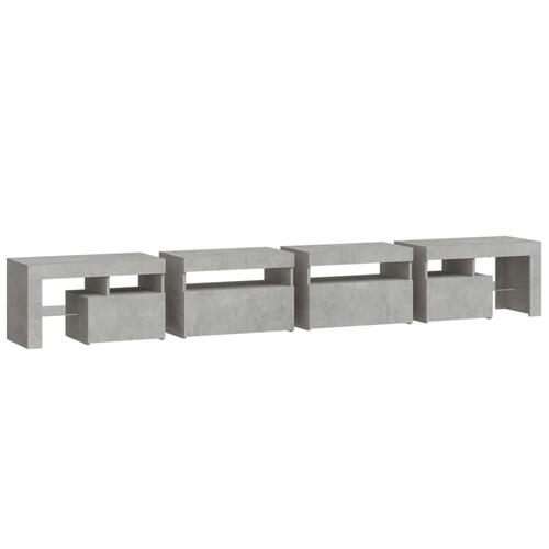 Tv-bord med LED-lys 260x36,5x40 cm betongrå