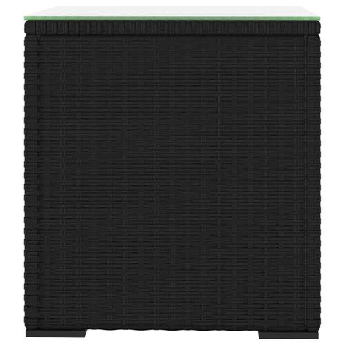 Sidebord 40x37x40,5 cm polyrattan og hærdet glas sort