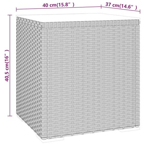 Sidebord 40x37x40,5 cm polyrattan og hærdet glas sort