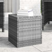 Sidebord 40x37x40,5 cm polyrattan og hærdet glas grå