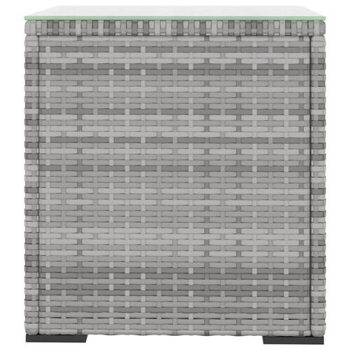 Sidebord 40x37x40,5 cm polyrattan og hærdet glas grå