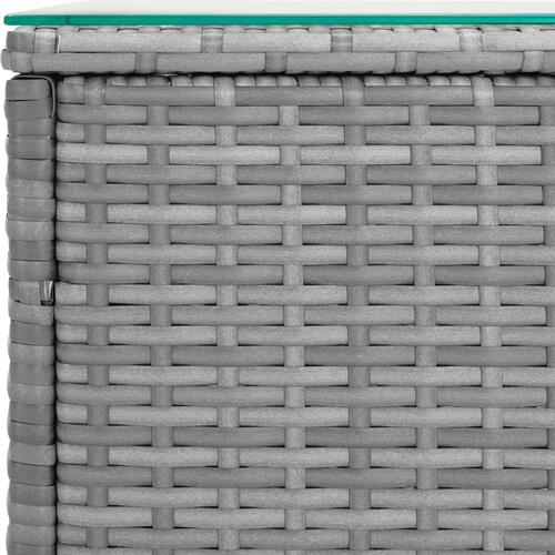 Sidebord 40x37x40,5 cm polyrattan og hærdet glas grå