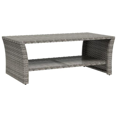 Sofabord 100x50x40 cm polyrattan grå