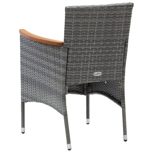 Spisebordssæt til haven 7 dele med hynder polyrattan grå