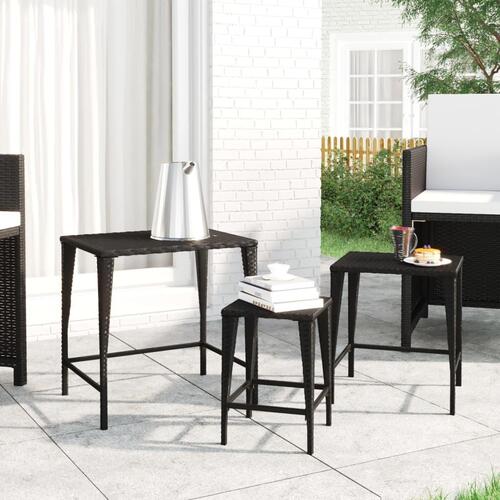 Indskudsborde 3 stk. polyrattan sort