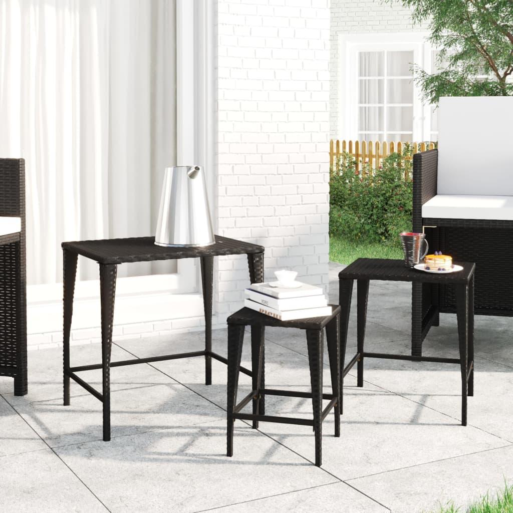 Indskudsborde 3 stk. polyrattan sort