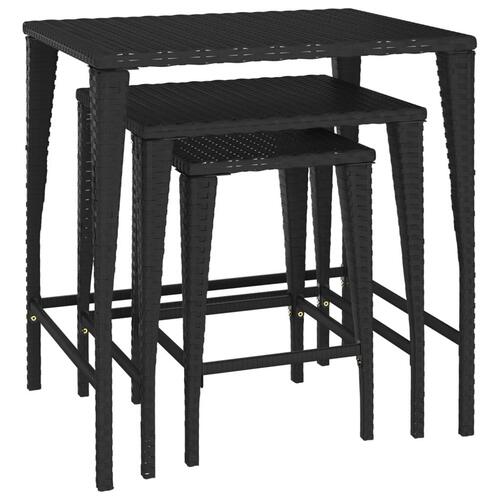 Indskudsborde 3 stk. polyrattan sort