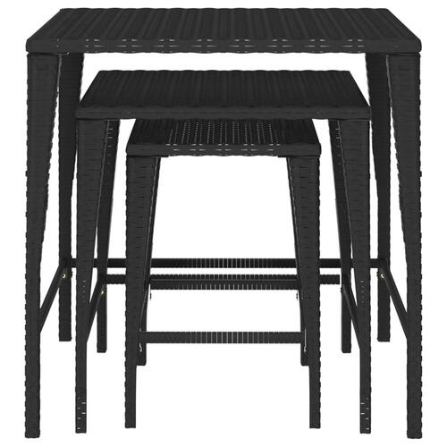 Indskudsborde 3 stk. polyrattan sort