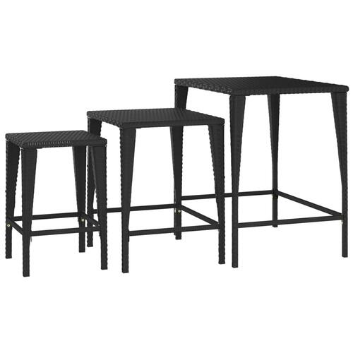 Indskudsborde 3 stk. polyrattan sort