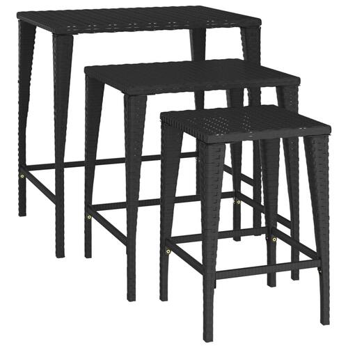 Indskudsborde 3 stk. polyrattan sort
