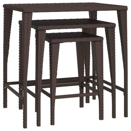 Indskudsborde 3 stk. polyrattan brun