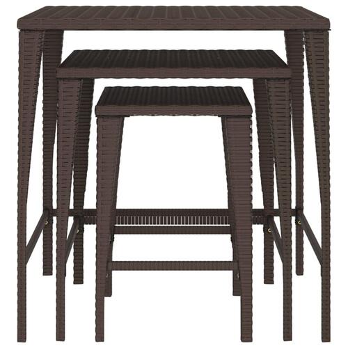 Indskudsborde 3 stk. polyrattan brun