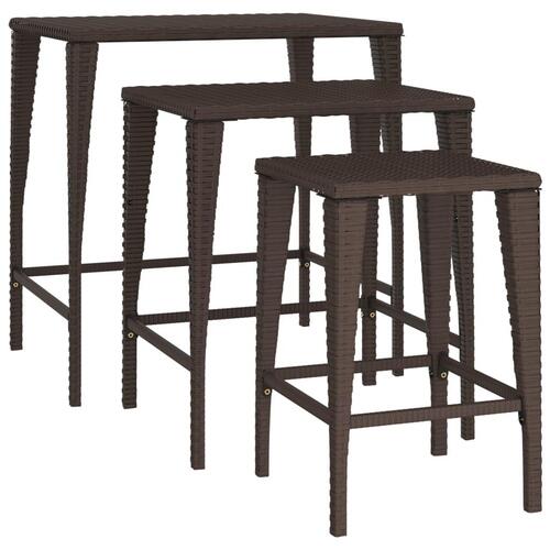 Indskudsborde 3 stk. polyrattan brun
