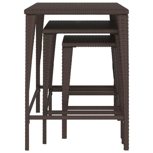 Indskudsborde 3 stk. polyrattan brun
