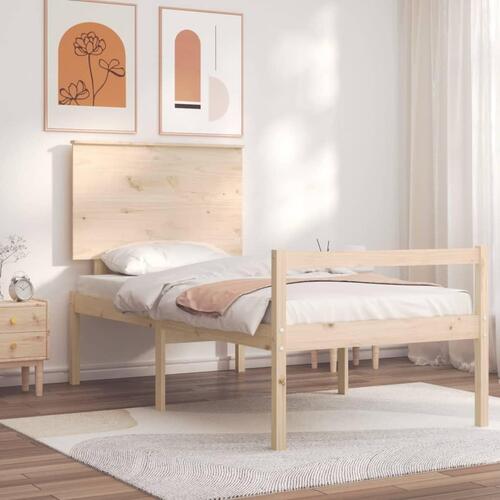 Seniorseng med sengegavl 100x200 cm massivt træ