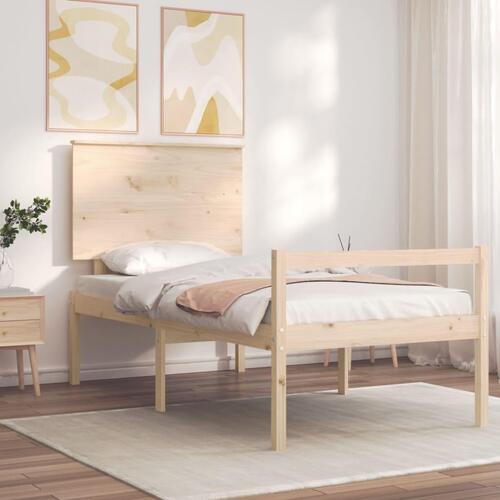 Seniorseng med sengegavl 100x200 cm massivt træ