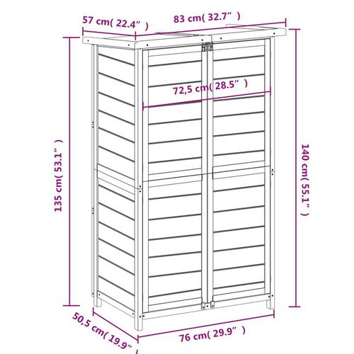 Redskabsskur til haven 83x57x140 cm massivt fyrretræ mokkafarve