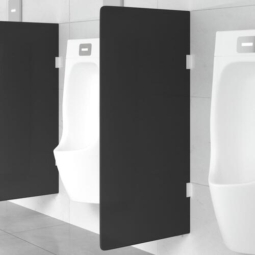 Væghængt urinalafskærmning 90x40 cm hærdet glas sort