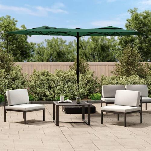 Parasol m. dobbelt parasoldug 316x240 cm grøn