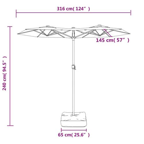 Parasol m. dobbelt parasoldug 316x240 cm grøn