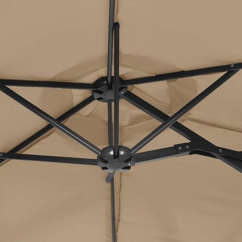 Parasol m. dobbelt parasoldug 316x240 cm gråbrun