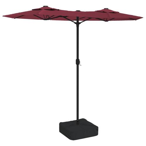 Parasol m. dobbelt parasoldug 316x240 cm bordeauxrød