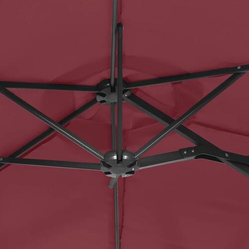 Parasol m. dobbelt parasoldug 316x240 cm bordeauxrød