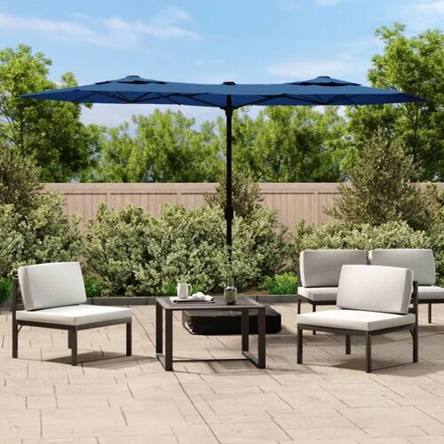 Parasol m. dobbelt parasoldug 316x240 cm azurblå