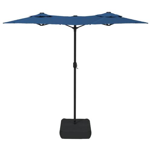 Parasol m. dobbelt parasoldug 316x240 cm azurblå