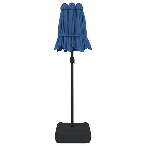 Parasol m. dobbelt parasoldug 316x240 cm azurblå