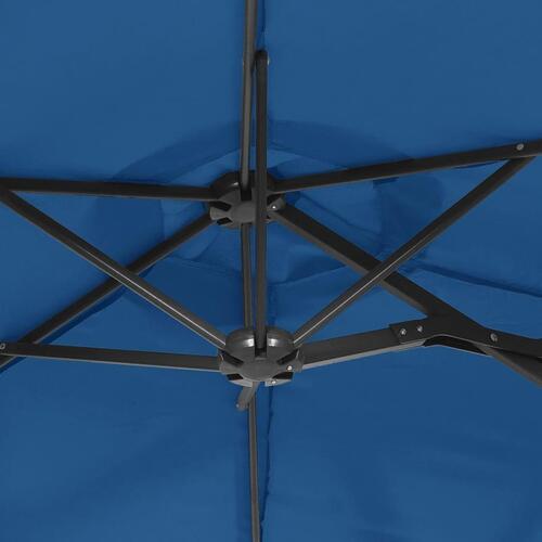 Parasol m. dobbelt parasoldug 316x240 cm azurblå