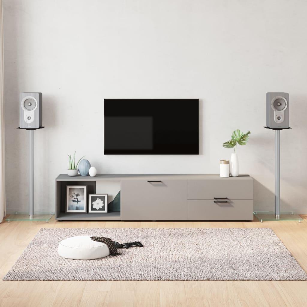 Højtalerstativer 2 stk. 1 søjle hærdet glas sølvfarvet billede