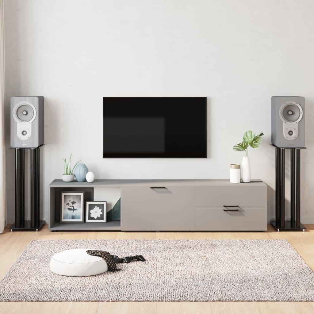 Højtalerstativer 2 stk. 4 søjler hærdet glas sort billede