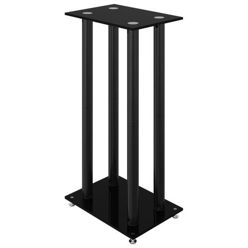Højtalerstativer 2 stk. 4 søjler hærdet glas sort