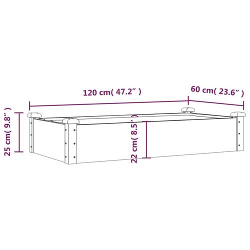 Højbed med foring 120x60x25 cm massivt fyrretræ brun