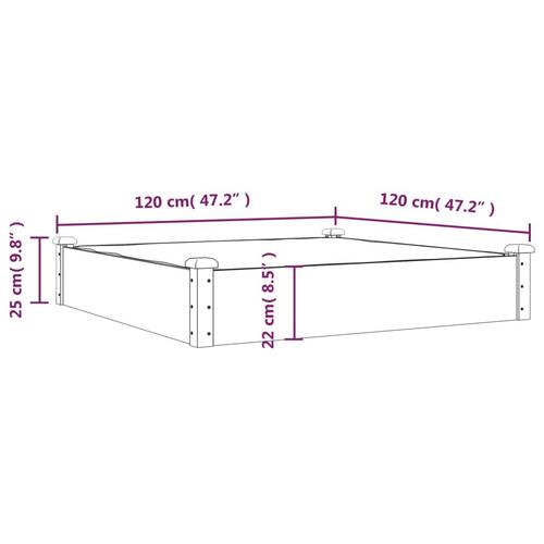 Højbed med foring 120x120x25 cm massivt fyrretræ