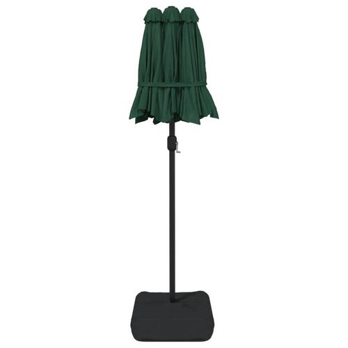 Parasol med dobbelt parasoldug og LED-lys 316x240 cm grøn