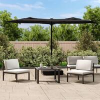 Parasol med dobbelt parasoldug og LED-lys 316x240 cm sort