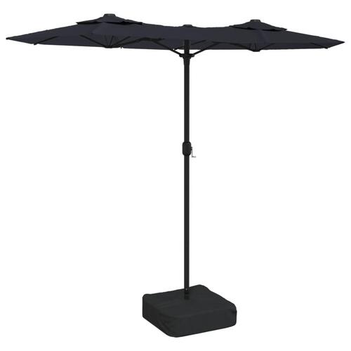 Parasol med dobbelt parasoldug og LED-lys 316x240 cm sort