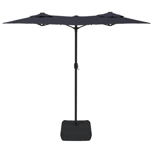 Parasol med dobbelt parasoldug og LED-lys 316x240 cm sort