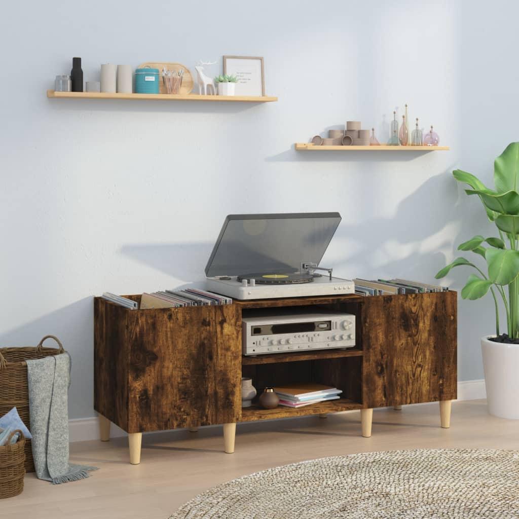 Vinylskab 121×38×48 cm i konstrueret træ - røget egetræsfarve billede