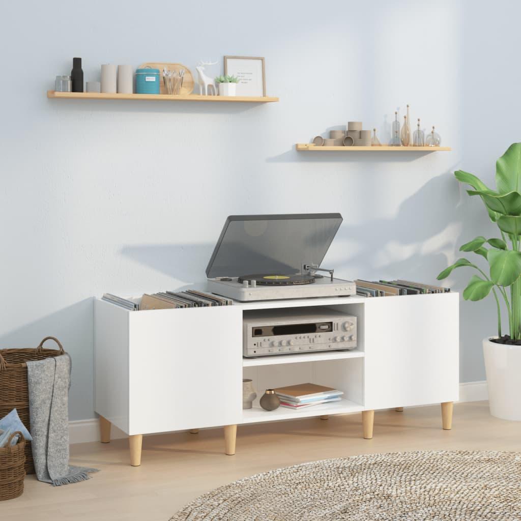 Vinylskab 121x38x48 cm konstrueret træ hvid højglans