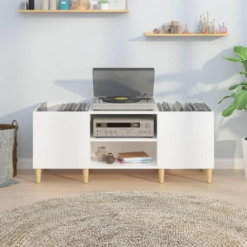 Vinylskab 121x38x48 cm konstrueret træ hvid højglans