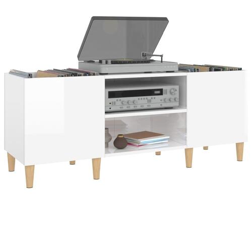 Vinylskab 121x38x48 cm konstrueret træ hvid højglans