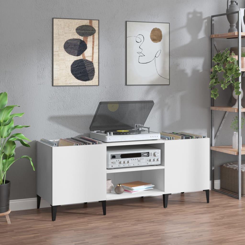 Vinylskab 121 × 38 × 48 cm i hvid - konstrueret træ med metalben billede