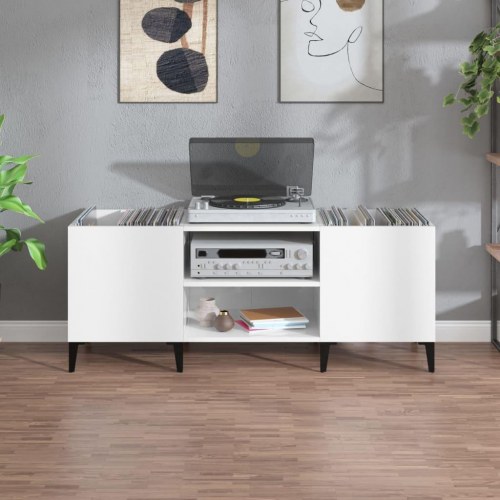 Vinylskab 121 x 38 x 48 cm - hvid