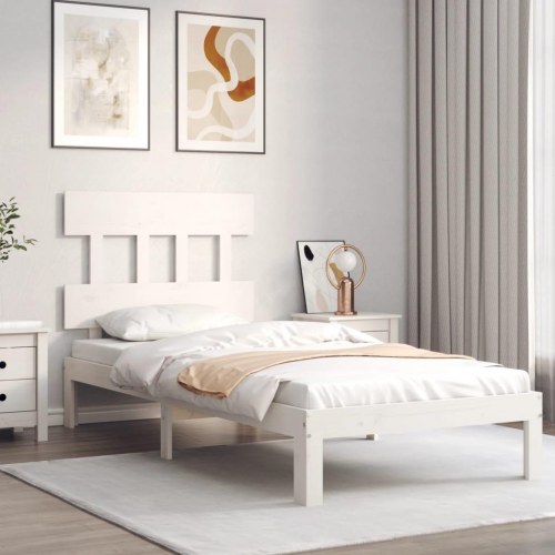 Sengeramme uden madras 100x200 cm massivt fyrretræ hvid