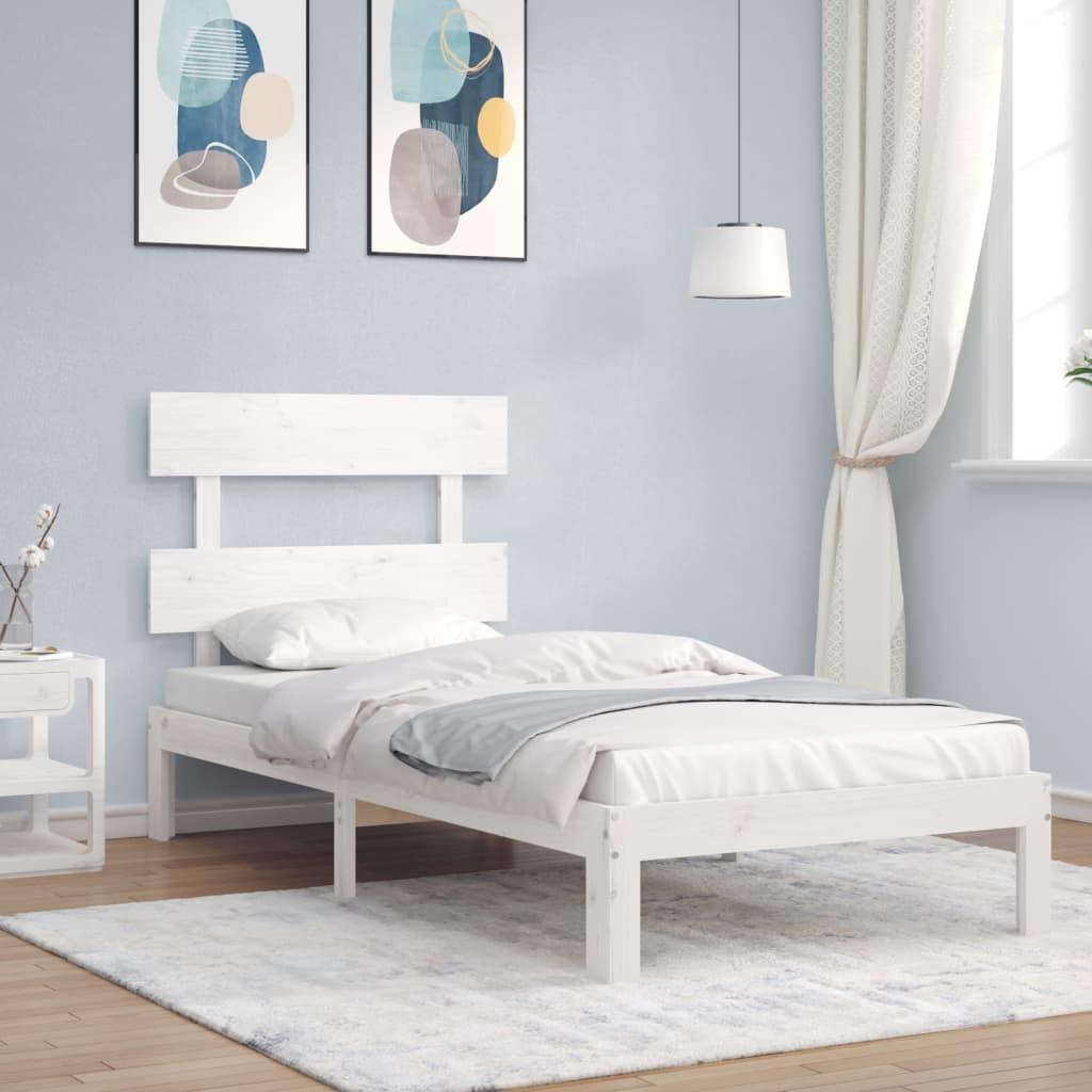 Sengeramme uden madras 100x200 cm massivt fyrretræ hvid